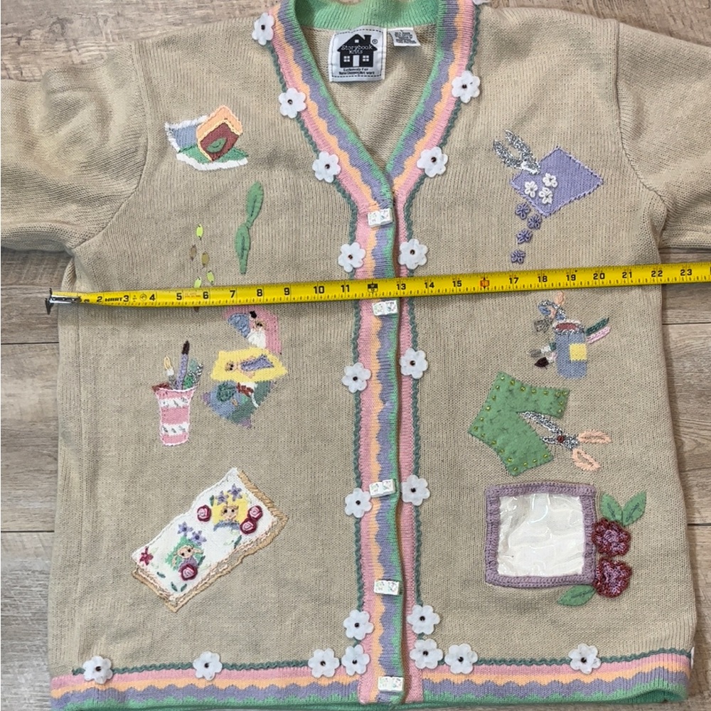 Storybook Knits Women’s Making Memories Crafters Cardigan Sweater Size Large - Picture 4 of 6